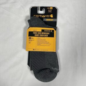 Carhartt Men's Large Midweight Force Grid Short Crew Socks Grey Asphalt 9-11.5